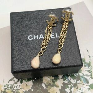 Chanel COCO pierced ear drop dangle Earrings